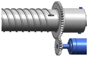 CAD rendering of Beck Chen's rotary-percussive drill-bit assembly for the Auto-Gopher